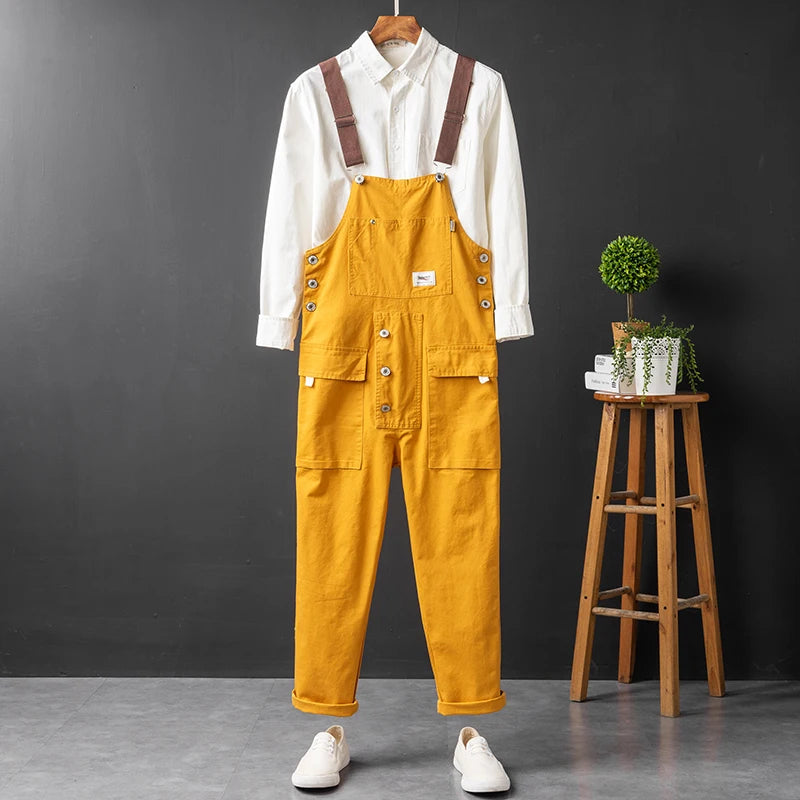 Men’s Utility Cargo Bib Overalls – Multi-Pocket Workwear for Casual Everyday Wear