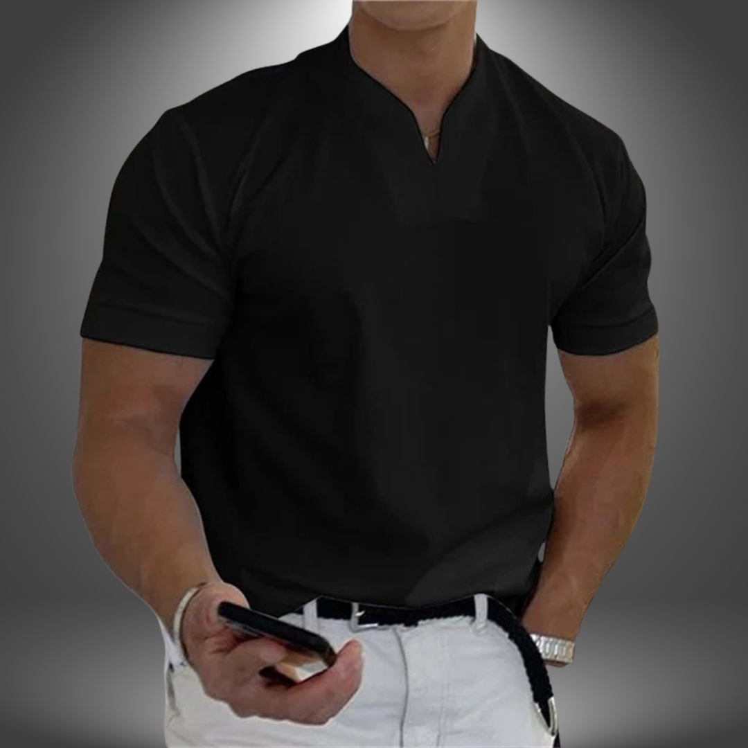 Men’s Short Sleeve V-Neck Tailored Casual Summer Shirt