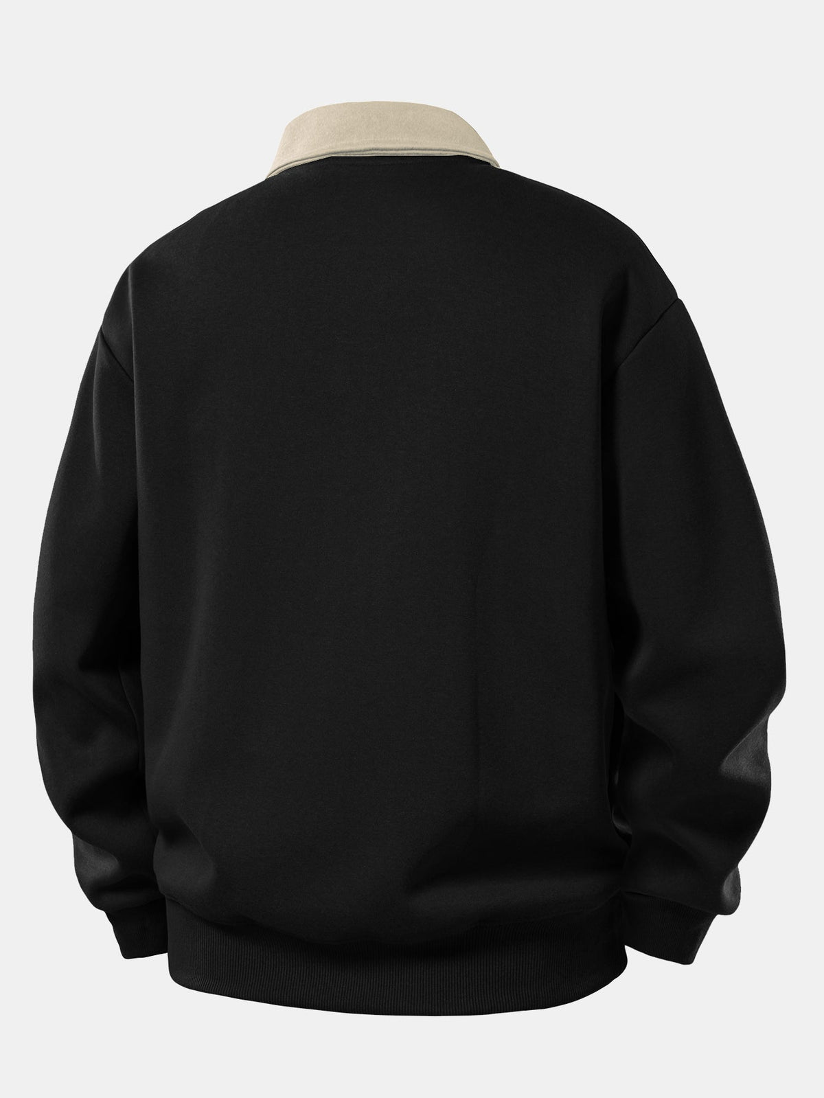 Pánská mikina s potiskem, polokošilovým límečkem – volný střih, bavlněná směs, dlouhé rukávy, kontrastní límeček, pro elegantně ležérní každodenní styl
