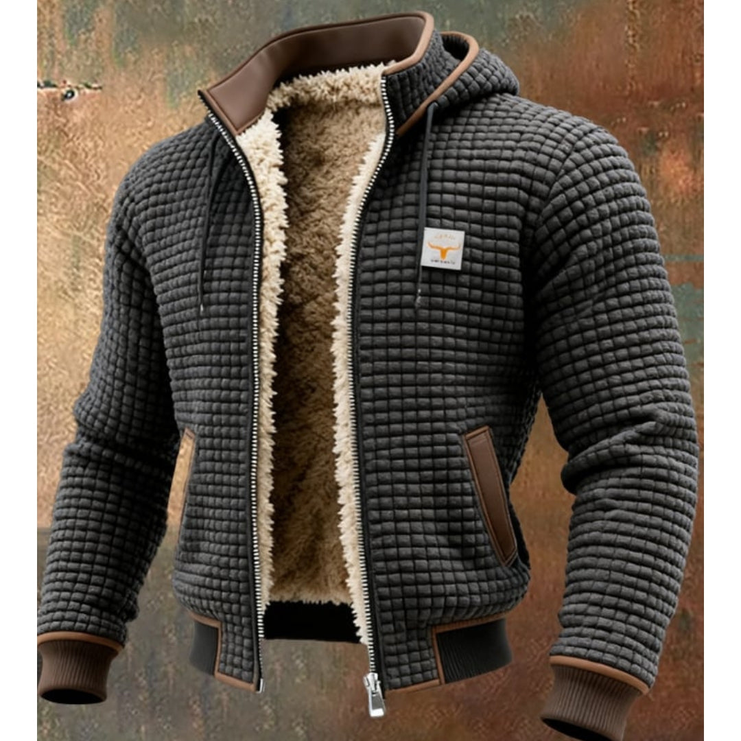Men’s Thermal Fleece Winter Jacket – Quilted Hooded Zip-Up Coat with Sherpa Lining and Wind-Resistant Finish