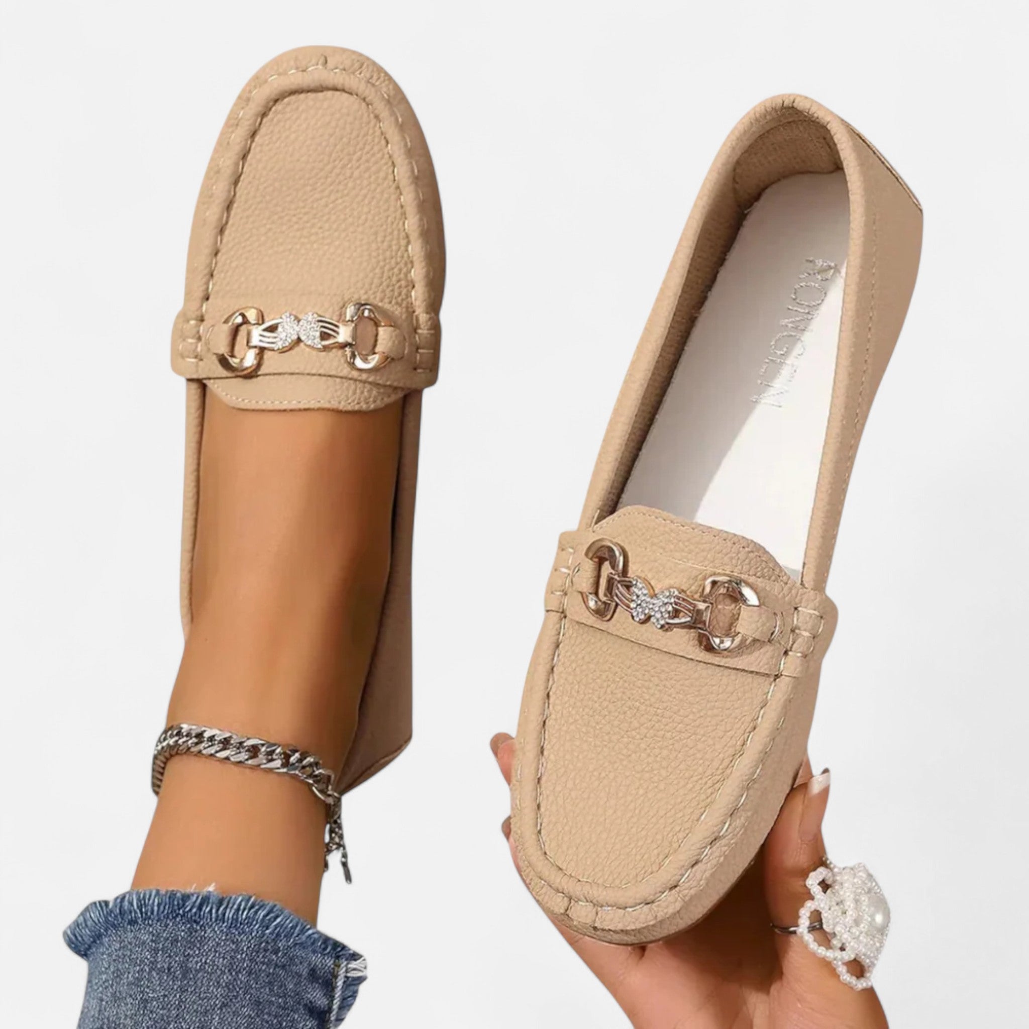 Valmonti | Women’s Moccasin Loafers – Refined Metal-Bit Elegance