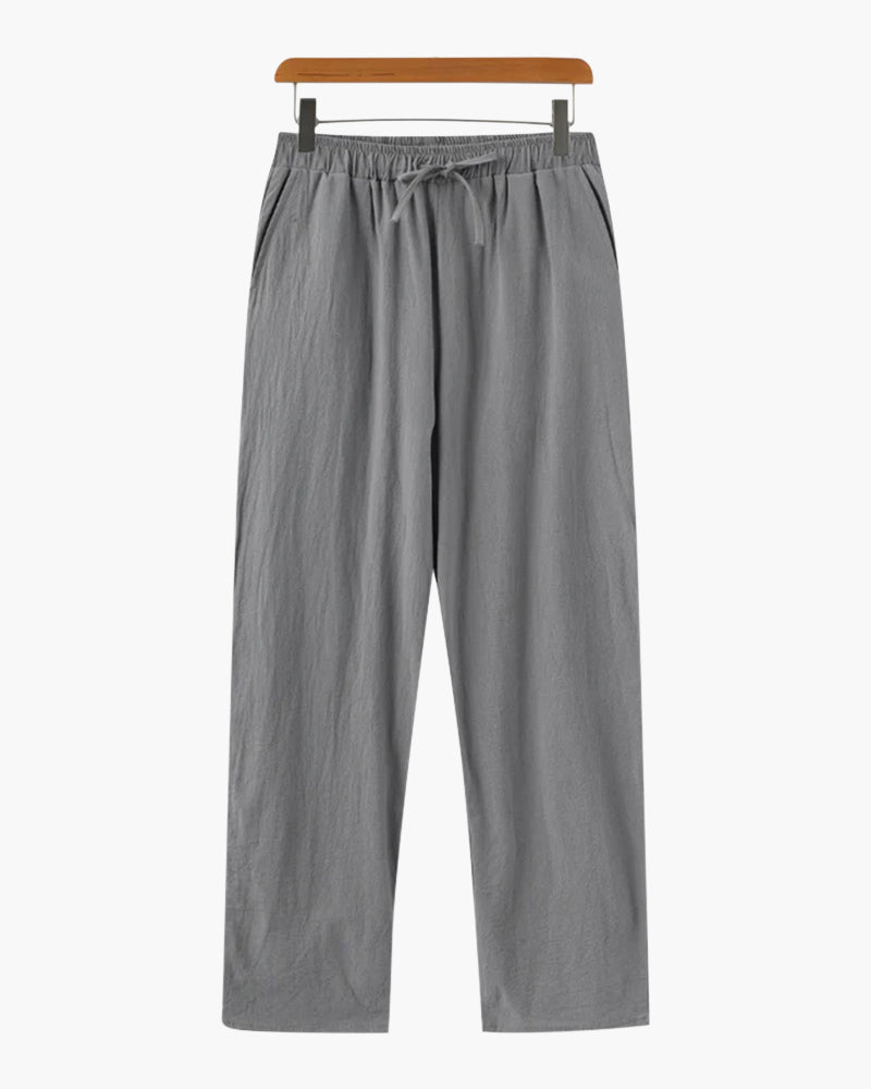 Pantalones de lino para hombre con cordón, estilo relajado, pantalones cómodos para el día a día