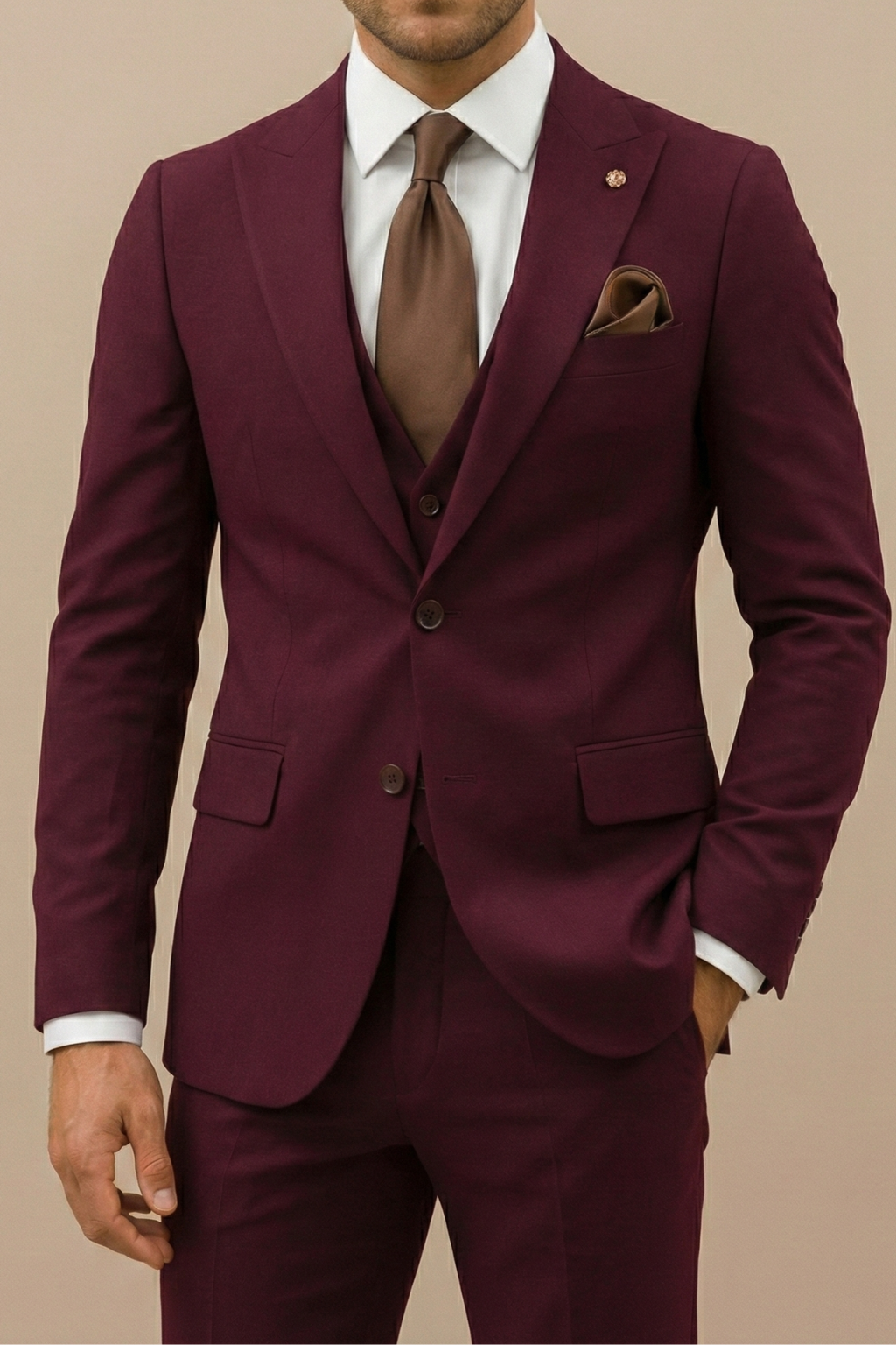 Fato de homem de corte justo com três peças – estilo primaveril elegante para casamentos e negócios