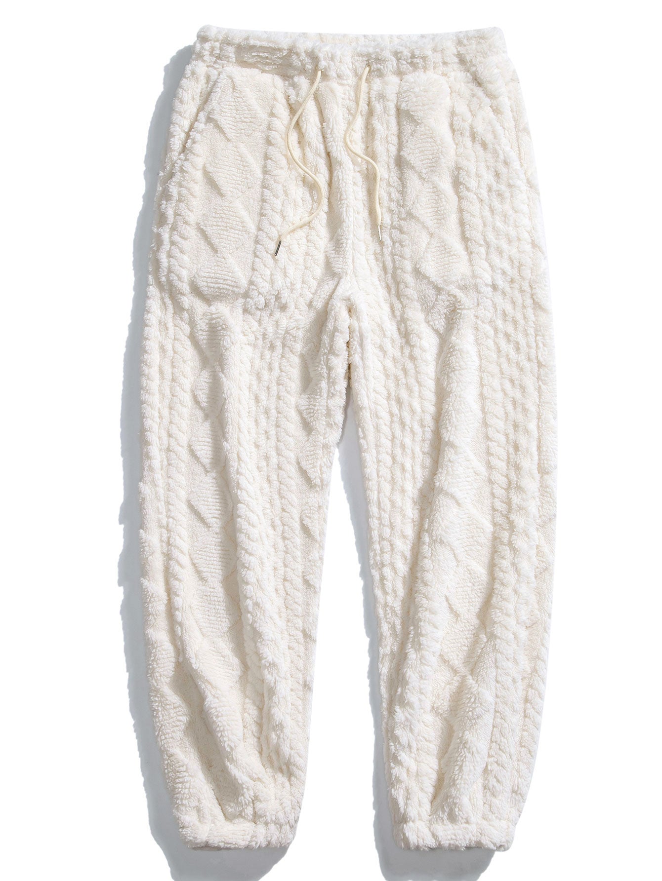 Ensemble de survêtement texturé en tissu pelucheux pour homme – sweat à capuche décontracté et pantalon de jogging pour les week-ends d’hiver
