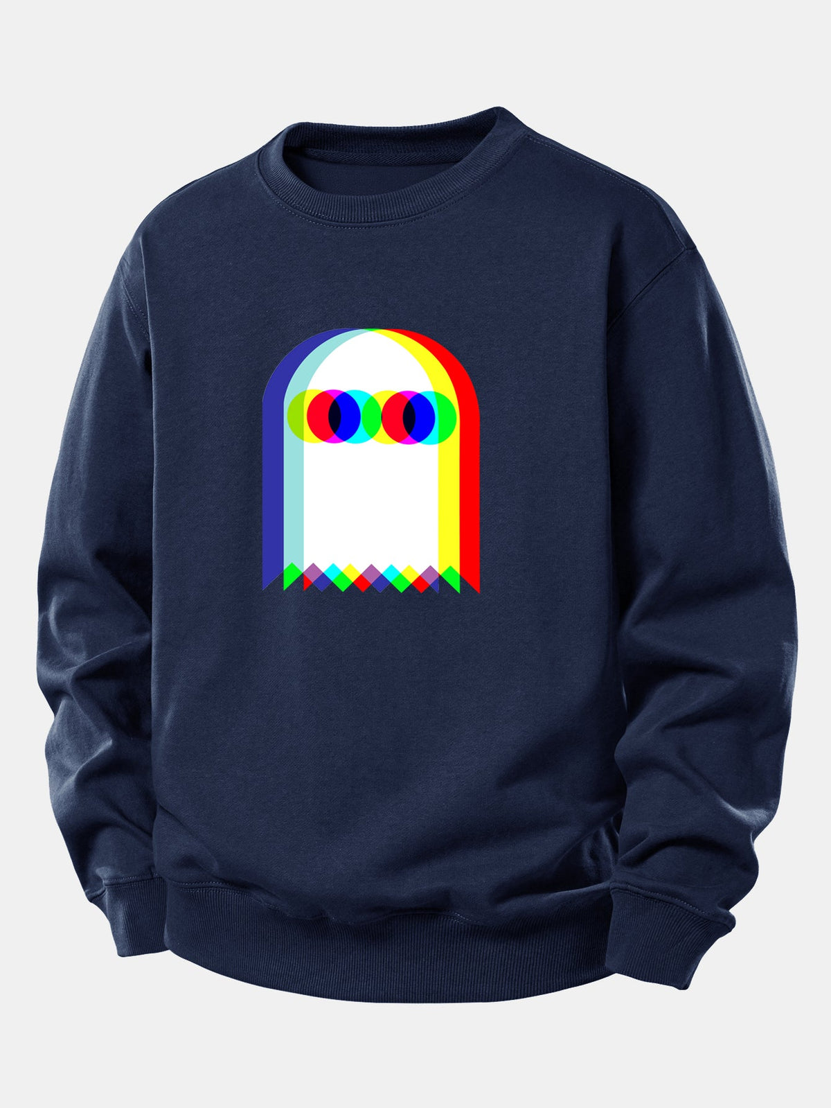 Pánská mikina s grafickým potiskem a volným střihem - hravý potištěný pulovr s kulatým výstřihem pro ležérní streetwearový styl