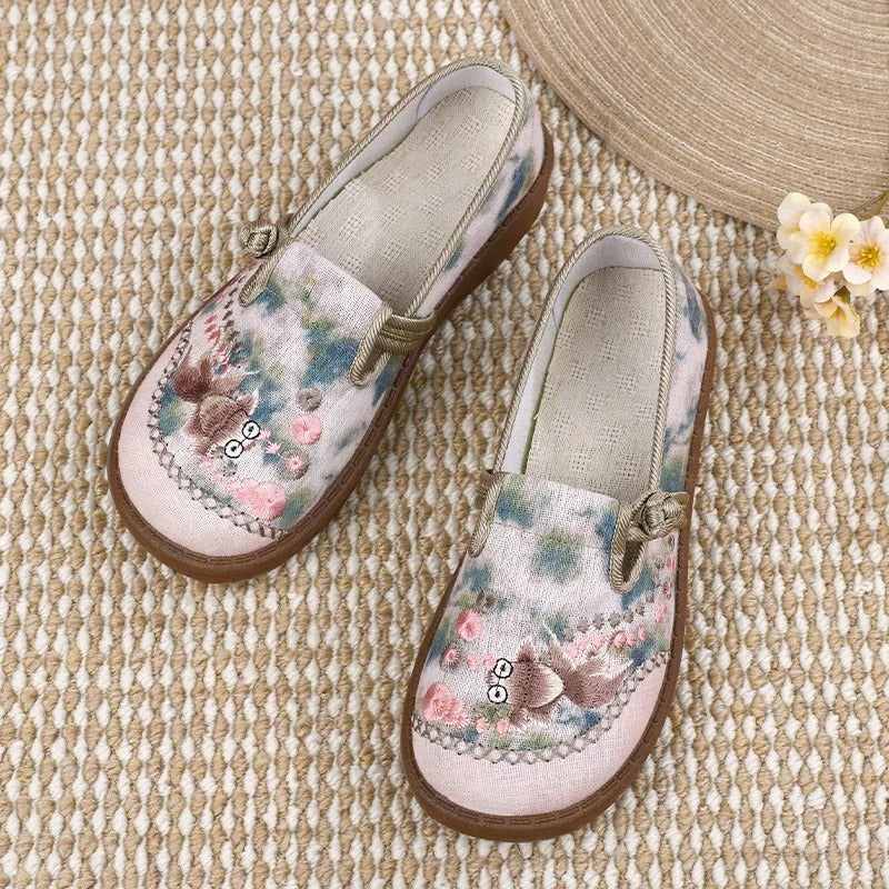 Dames slip-on-mokkasiner med print – komfortable flade sko til arbejde og weekender