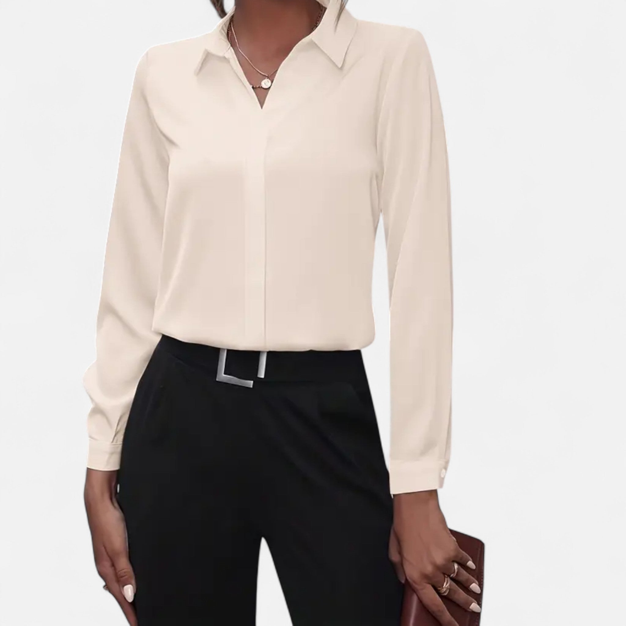 Valmonti | Women’s Blouse – V-Neck Button-Up Elegance