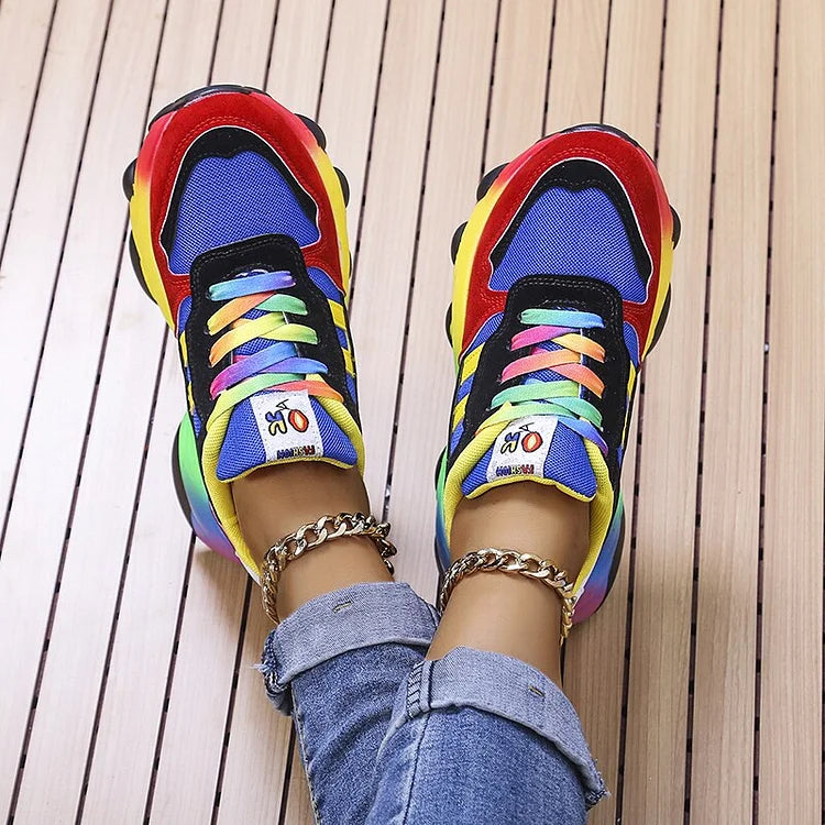 Damskie ortopedyczne trampki z nadrukiem, amortyzowane codzienne sneakersy