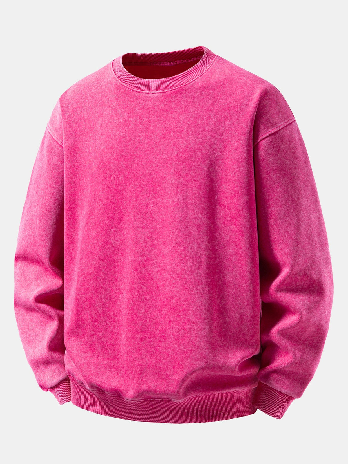 Sweat-shirt homme vintage en coton délavé à col rond - Pull décontracté, coupe ample, pour tous les jours en automne
