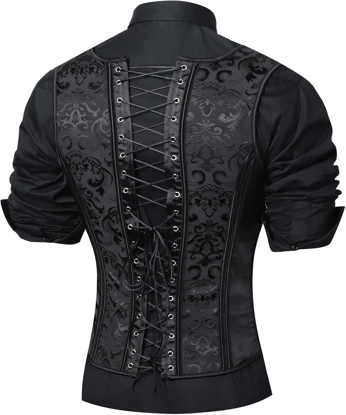 Victoriaans gotisch korsetgilet voor heren - vintage vest van brokaat met vetersluiting en gevormde taille voor formele evenementen en steampunkcosplay