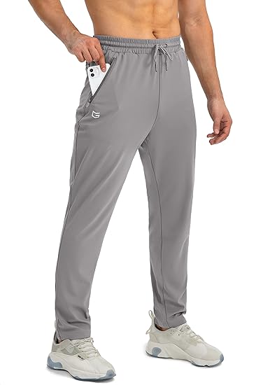 Pantalones Jogger Entallados para Hombre – Pantalones de Entrenamiento Livianos y Elásticos con Bolsillos Seguros con Cremallera