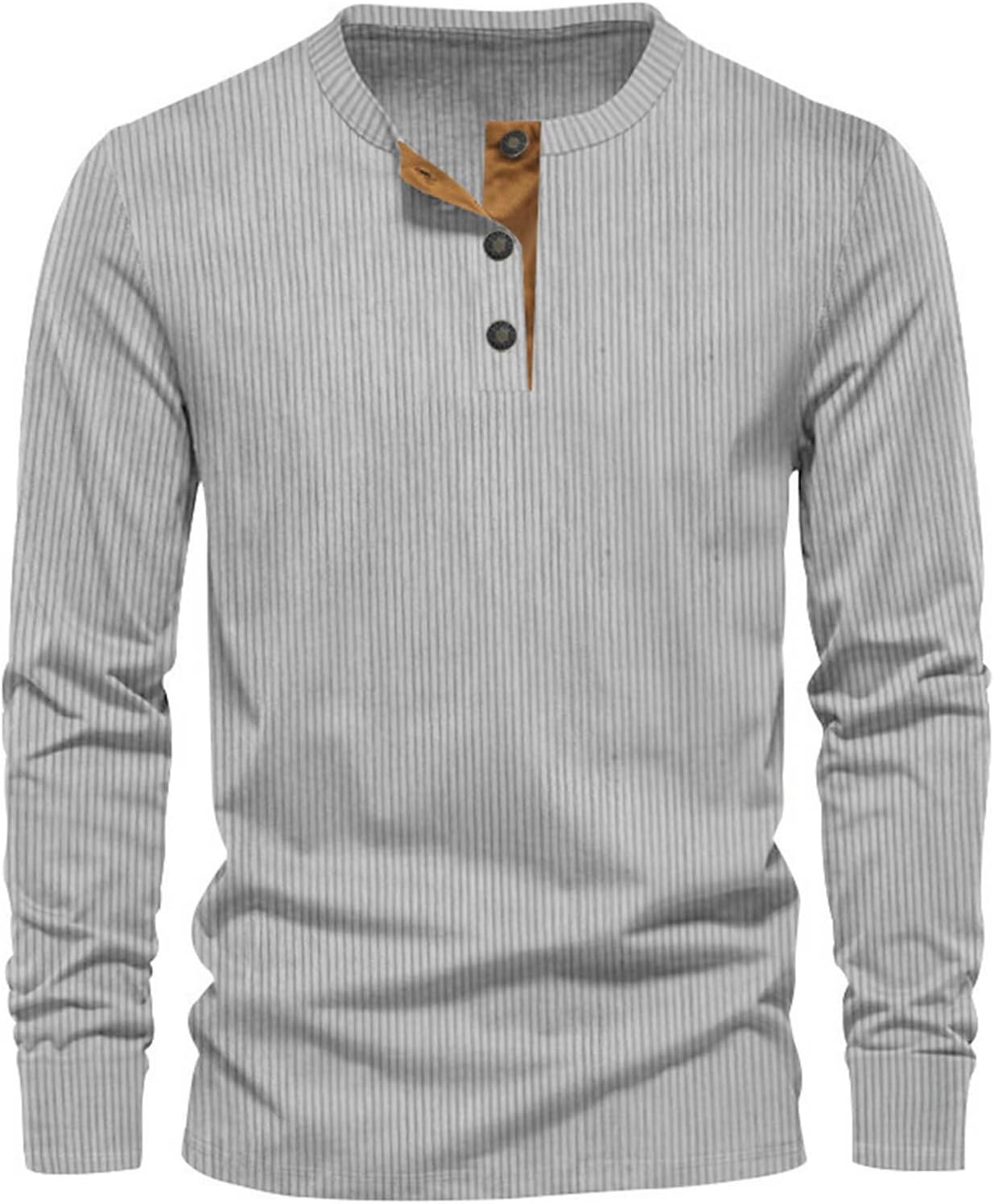 Men’s Ribbed Henley Shirt – Long Sleeve Casual Top for Cooler Days
