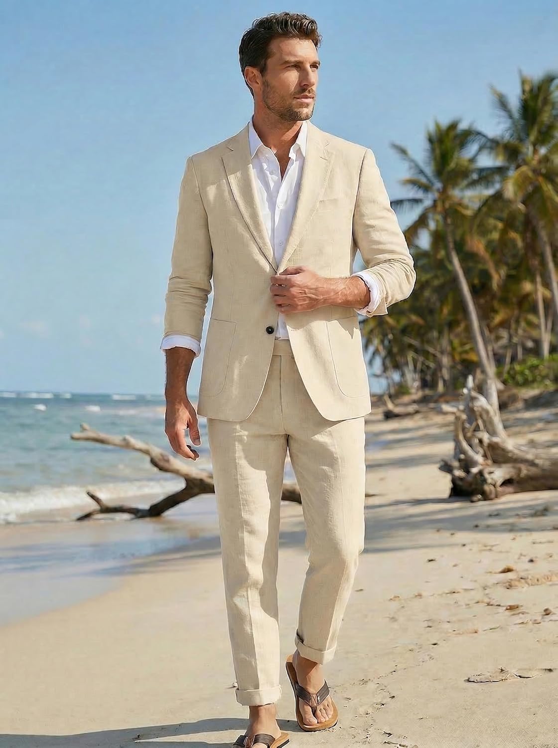Men's Summer Linen Suit | Lightweight Breathable Two-Piece Smart Casual & Tailored Formal Set