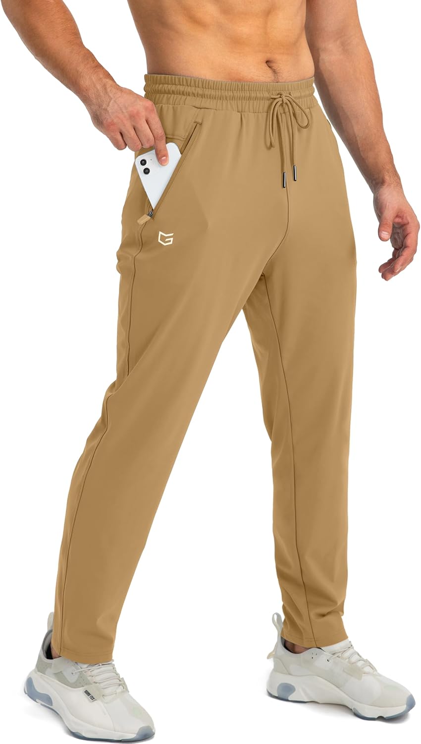 Pantalones Jogger Entallados para Hombre – Pantalones de Entrenamiento Livianos y Elásticos con Bolsillos Seguros con Cremallera
