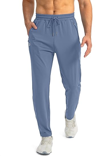 Pantalones Jogger Entallados para Hombre – Pantalones de Entrenamiento Livianos y Elásticos con Bolsillos Seguros con Cremallera