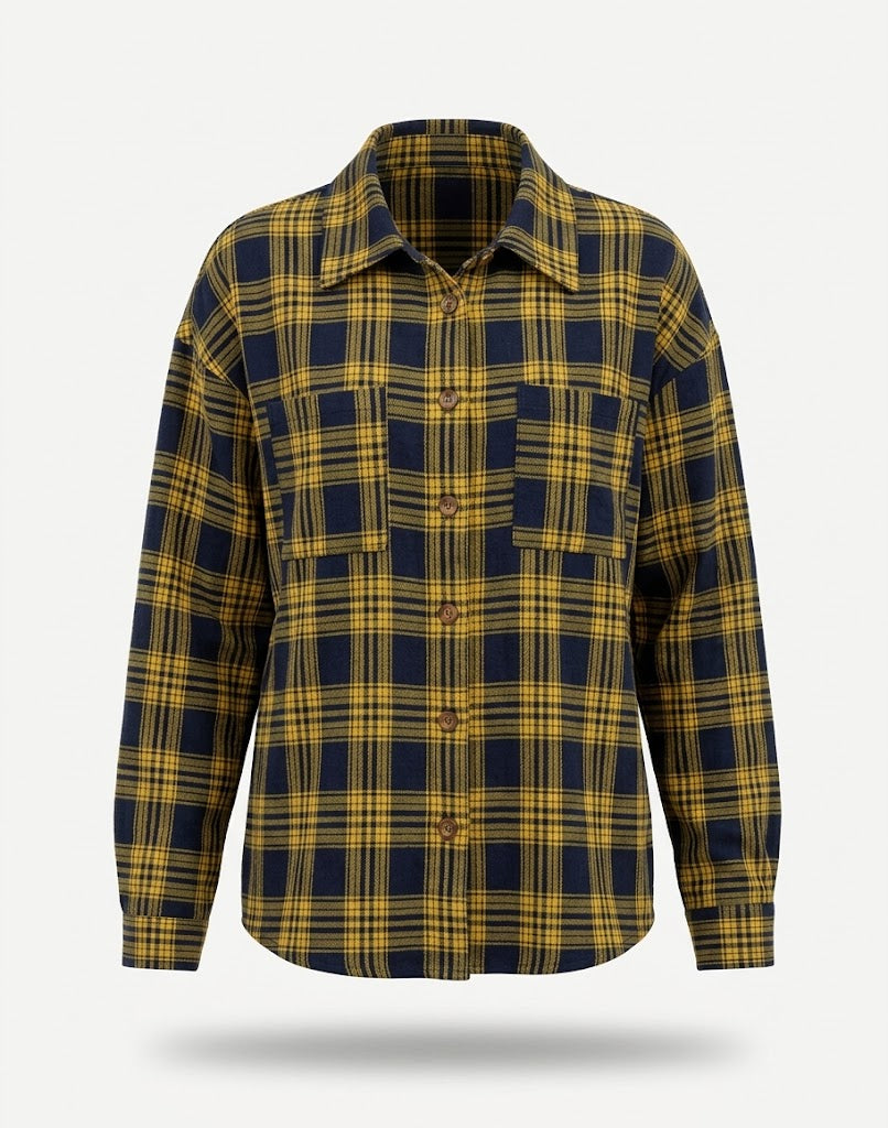 Oversized skjorte med print til kvinder – afslappet stil med knapper foran til lag-på-lag-look i hverdagen