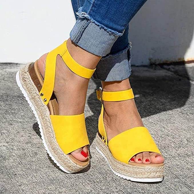 Damskie sandały espadryle na platformie z paskami zapinanymi wokół kostki – letnie buty z odkrytymi palcami na wakacje