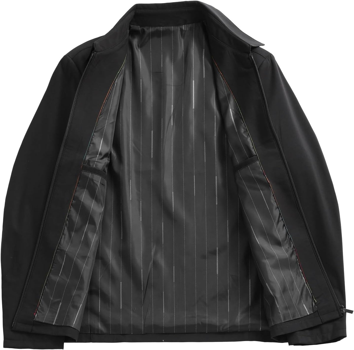 Giacca leggera da uomo con colletto e chiusura con cerniera - strato di transizione minimalista con collo a camicia e silhouette pulita dal taglio dritto per primavera, autunno, viaggi del weekend, stile casual elegante e uso quotidiano in città