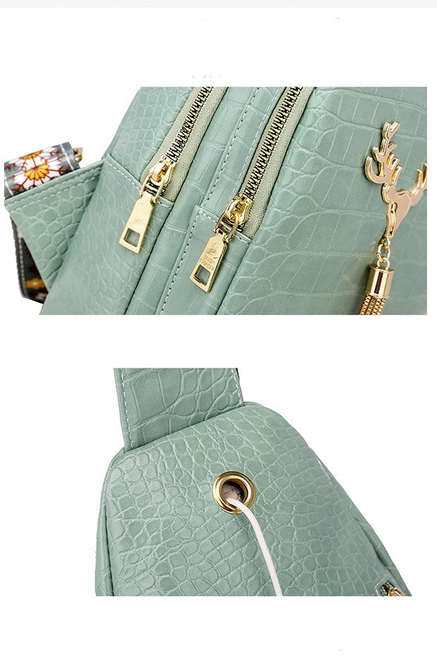 Bolso bandolera para mujer con correa estampada y textura encantadora