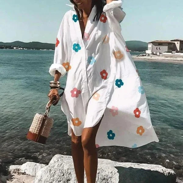 Vestido Camisa Extragrande para Mujer, Transpirable, de Manga Larga, Pareo para Vacaciones