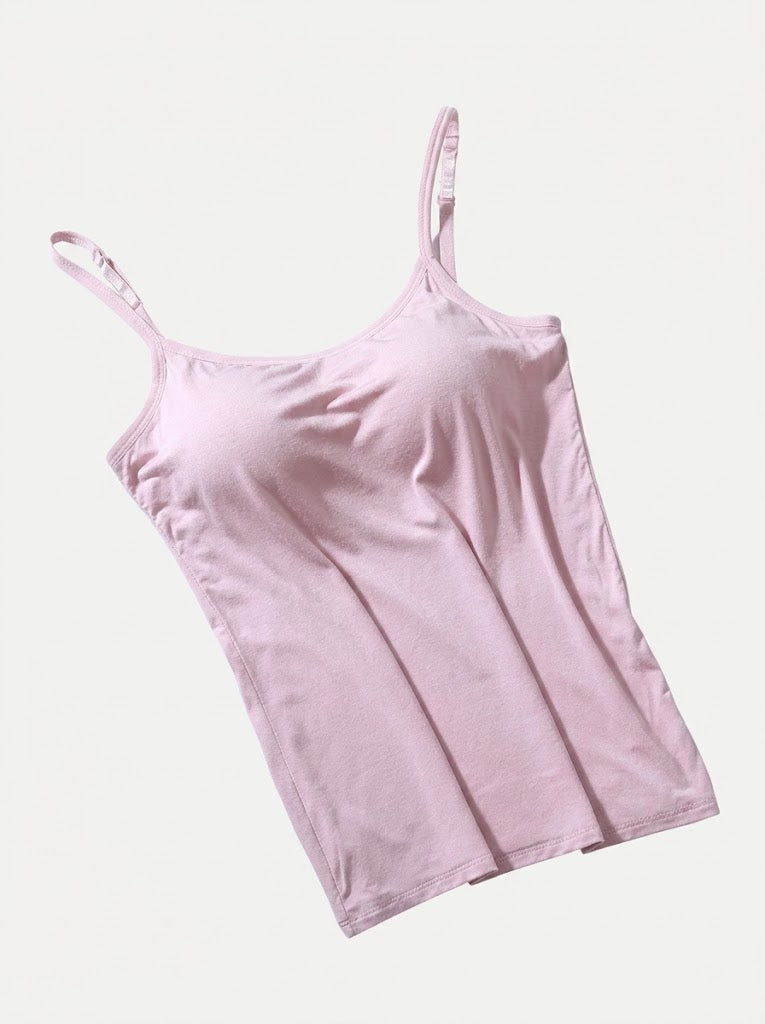 Camisola de mulher com soutien incorporado – Camada de alças finas com suporte para o dia a dia