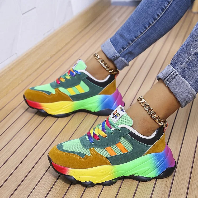Damskie ortopedyczne trampki z nadrukiem, amortyzowane codzienne sneakersy
