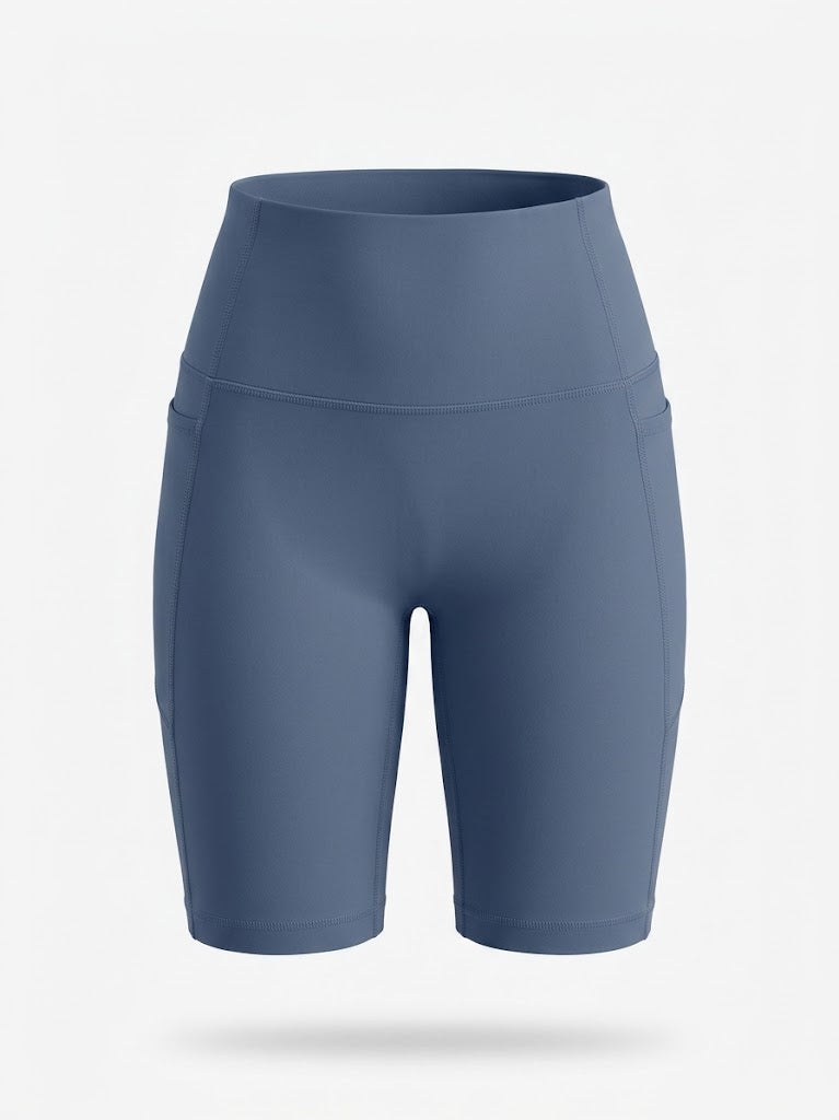 Cykelshorts til kvinder med høj talje – elastisk activewear med lommer til træning og løb