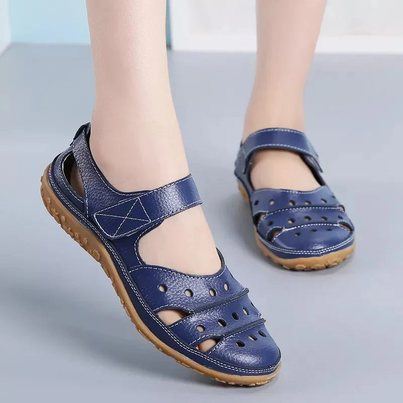 Sandales pour femme à bout fermé et bride réglable – Chaussures décontractées perforées pour le printemps et l’été