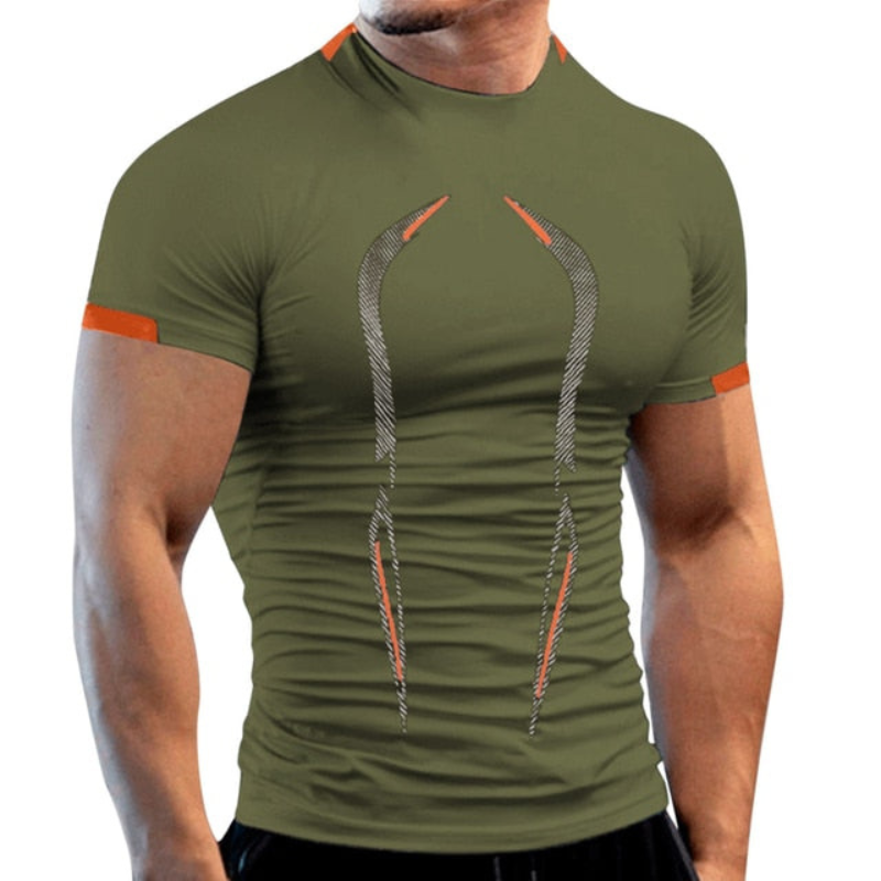 Men’s Compression Sports T-Shirt – Sculpted Short-Sleeve Training Top with Performance Panel Detailing
