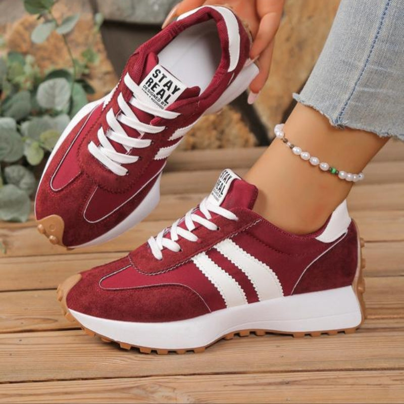Damskie retro sneakersy na platformie do biegania zamszowe, miejskie trampki