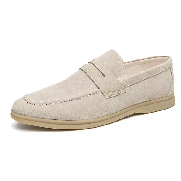 Herre penny loafers i ruskind-look – Komfortable slip-on sko til smart casual og formelt brug