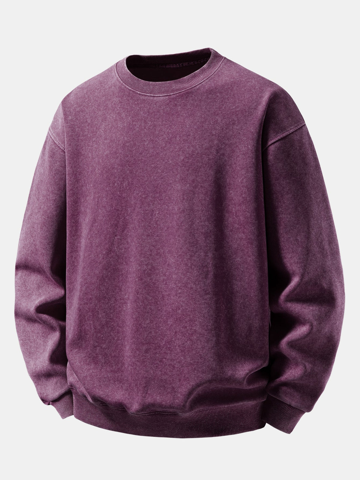 Sweat-shirt homme vintage en coton délavé à col rond - Pull décontracté, coupe ample, pour tous les jours en automne