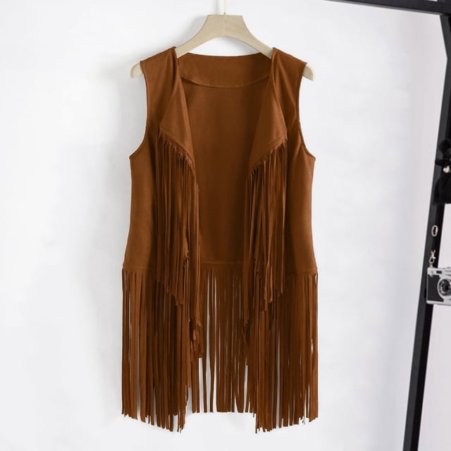 Gilet long à franges pour femme – Superposition sans manches d’inspiration western pour les fêtes d’été