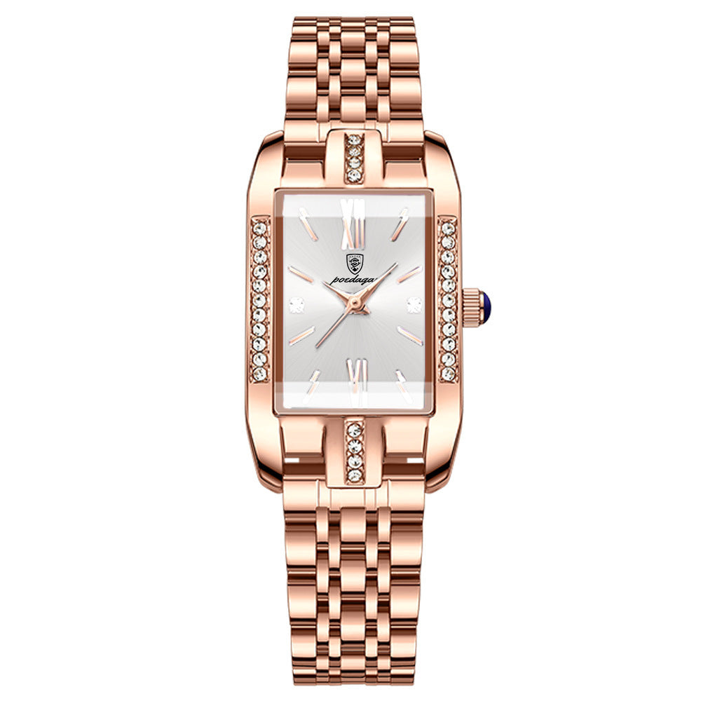 Women’s Rectangular Bracelet Watch – Crystal-Set Quartz Watch for Elegant Everyday Wear