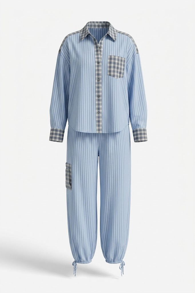 Gestreepte pyjamaset voor dames – Comfortabele pyjama met knoopsluiting voor ontspannen momenten en nachtrust