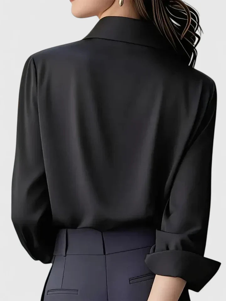 Women’s Satin Long Sleeve Blouse – Polished Office and Smart Casual Shirt