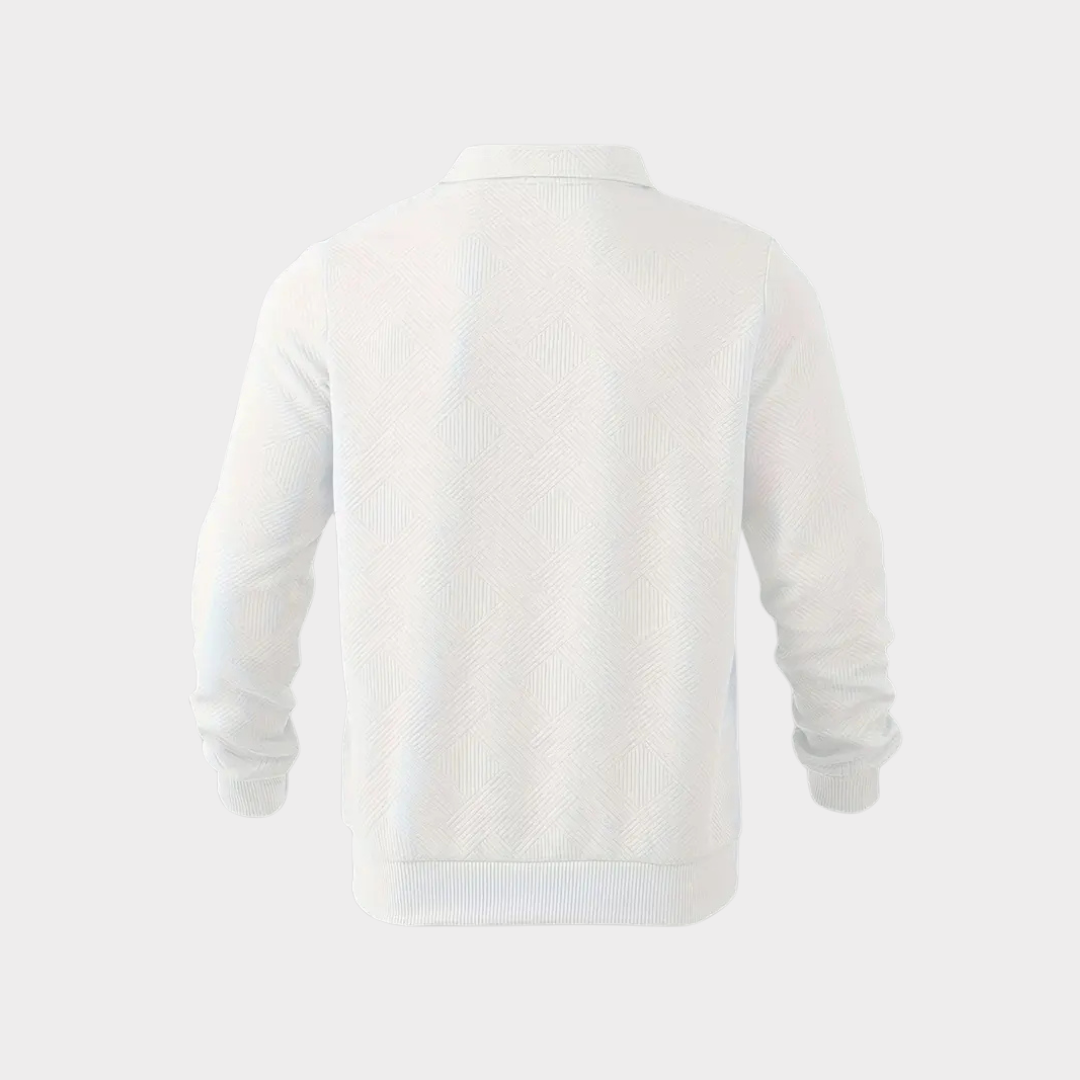 Men’s Textured Half-Zip Sweatshirt – Smart Casual Polo Style for Cooler Days