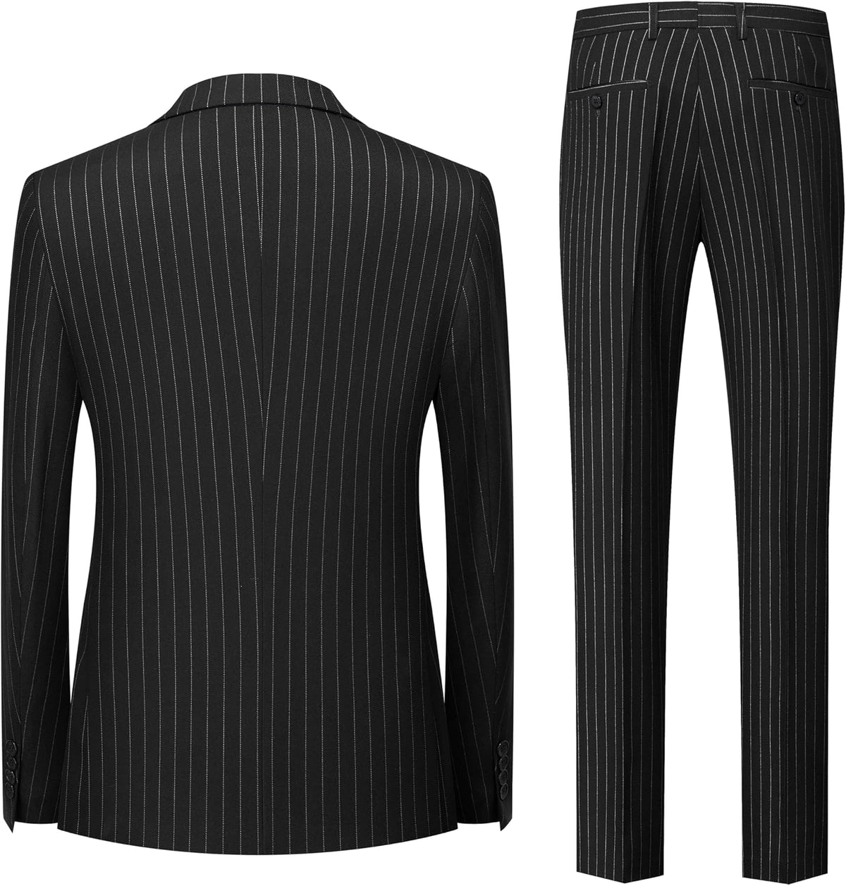 Men’s Double-Breasted Pinstripe Suit Set – Slim Formal Tailoring for Business and Weddings