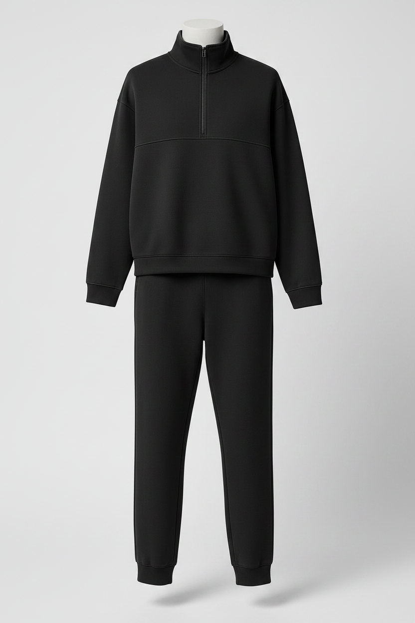 Women’s Cotton Lounge Set – Half-Zip Sweatshirt and Jogger Trousers for Travel and Everyday Comfort