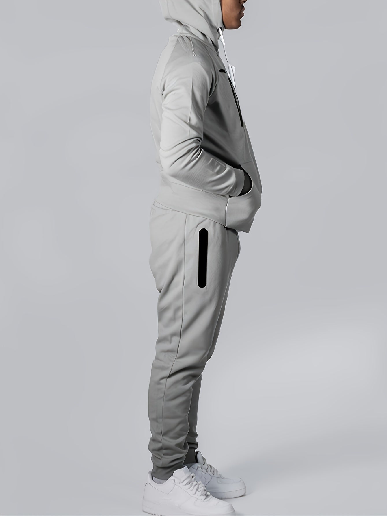 Men’s Loose Fit Hooded Tracksuit – Stretch Two-Piece Set for Spring and Autumn