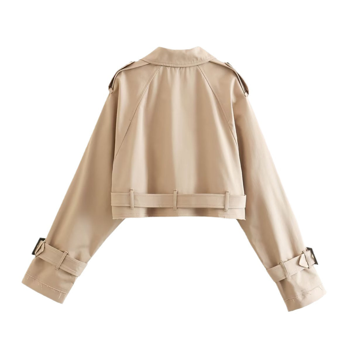 Damebælte Cropped Trench Coat – Struktureret overgangslag til by- og kontorbrug