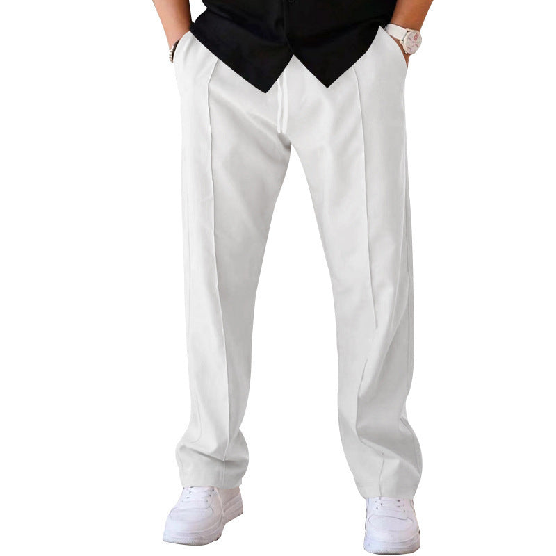 Men’s Pleated Wide-Leg Trousers – Lightweight Relaxed Pants for Everyday Wear