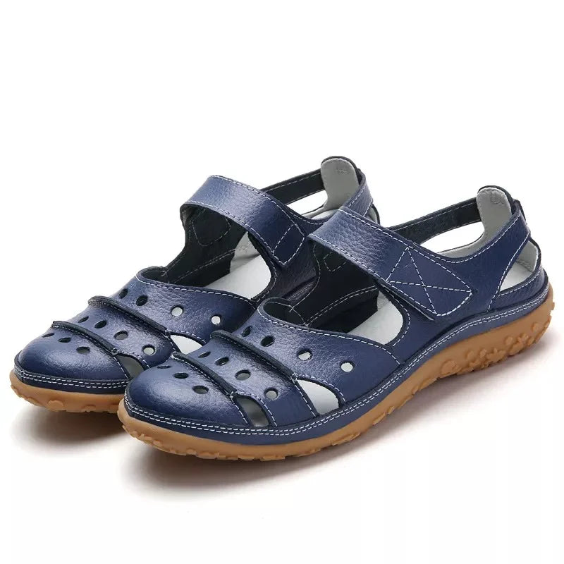 Sandales pour femme à bout fermé et bride réglable – Chaussures décontractées perforées pour le printemps et l’été