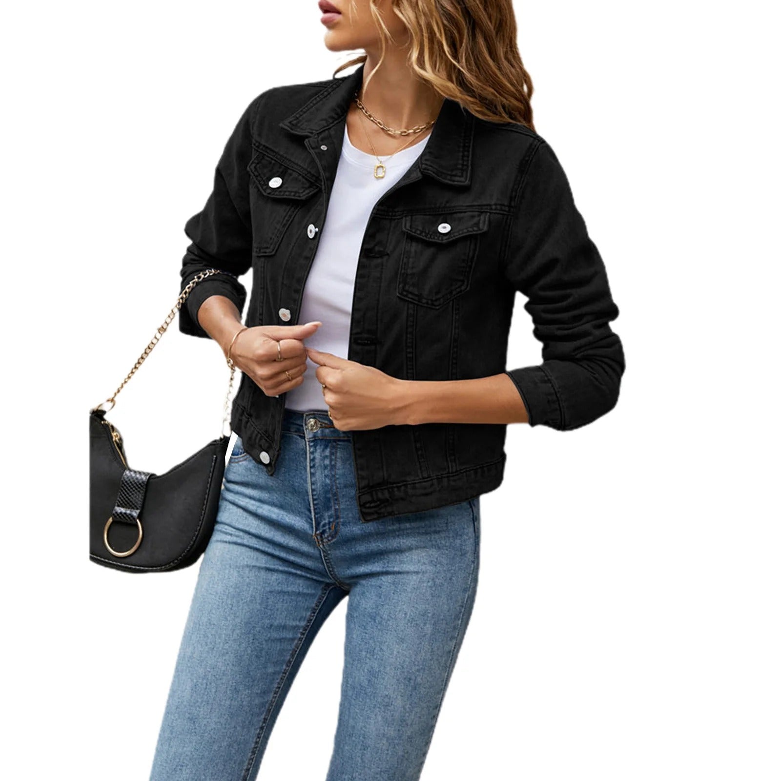 Women’s Denim Button Jacket – Lightweight Comfortable Stylish Casual Everyday Layering Outerwear