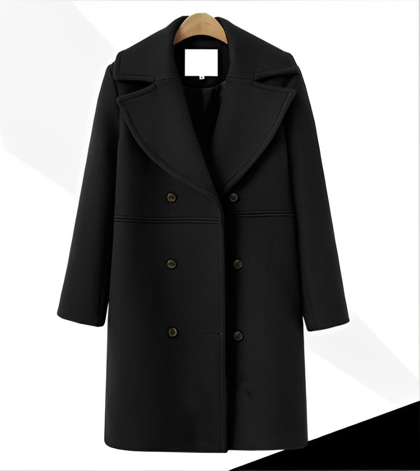 Women’s Double-Breasted Long Wool Coat – Tailored Winter Layer for Smart Everyday Wear