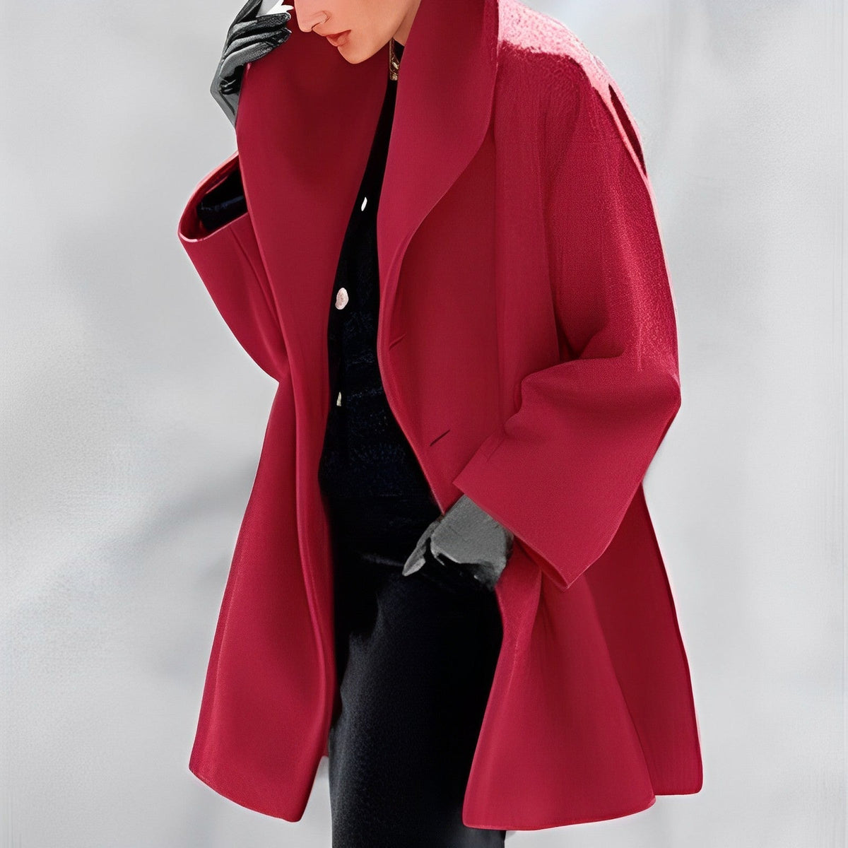 Dámsky zimný vlnený kabát na mieru - štruktúrovaná dlhá vrstva s klopami na elegantné kancelárske nosenie, elegantné mestské outfity, večerné plány a styling do chladného počasia