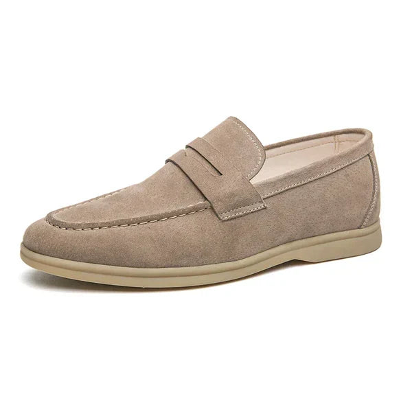 Herre penny loafers i ruskind-look – Komfortable slip-on sko til smart casual og formelt brug