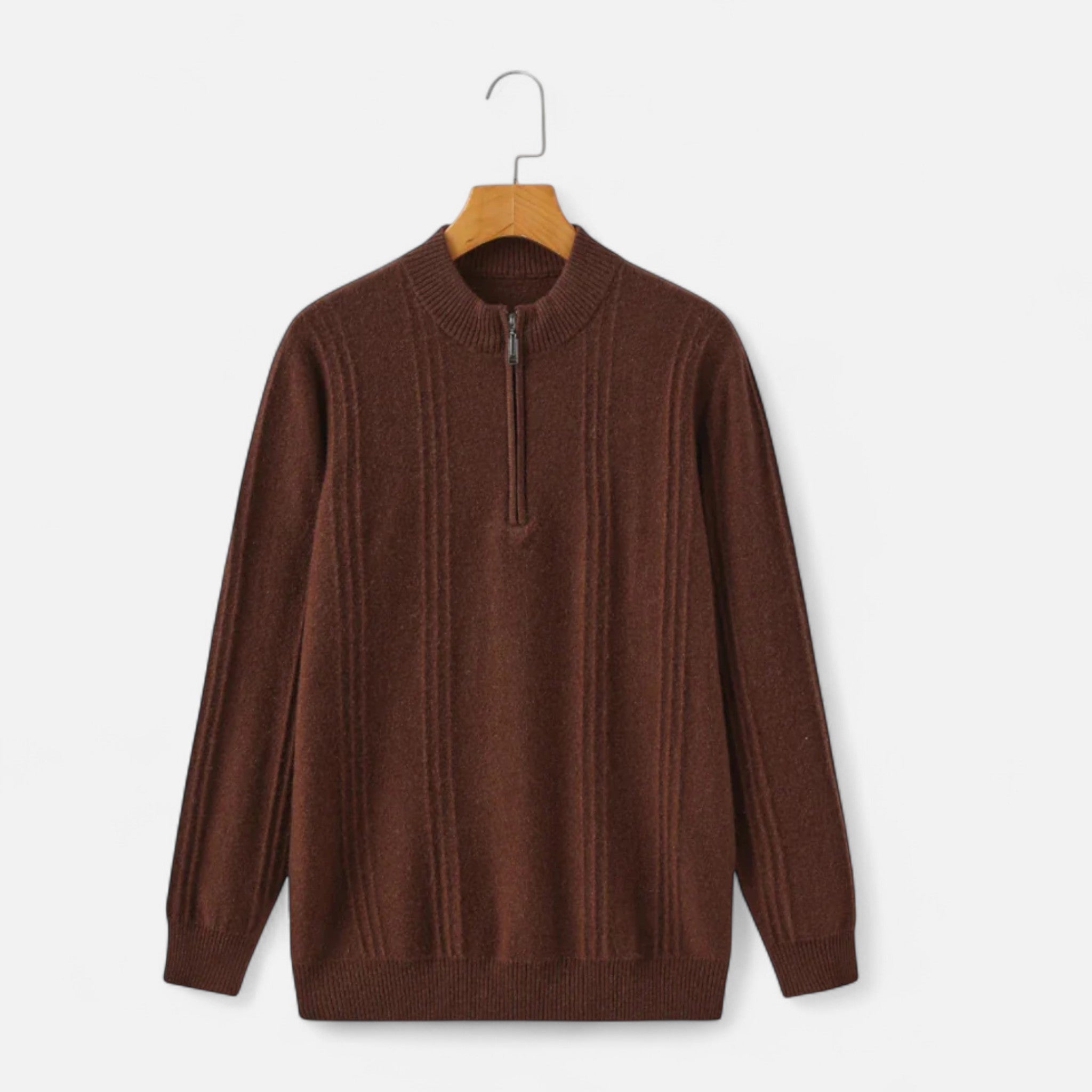 Valmonti | Men’s Sweater – Ribbed Half-Zip Elegance