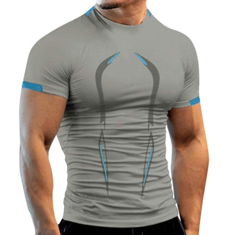 Men’s Compression Sports T-Shirt – Sculpted Short-Sleeve Training Top with Performance Panel Detailing