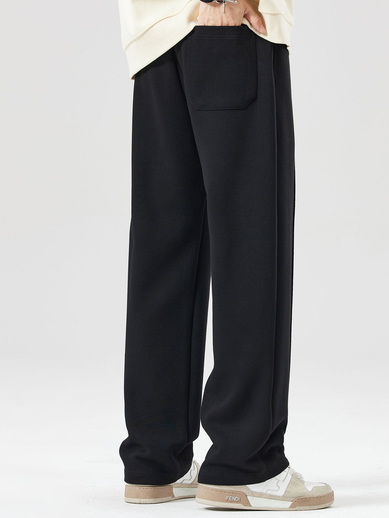 Men’s Relaxed Hoodie Tracksuit – Straight-Leg Pintuck Sweatpants for Casual Streetwear